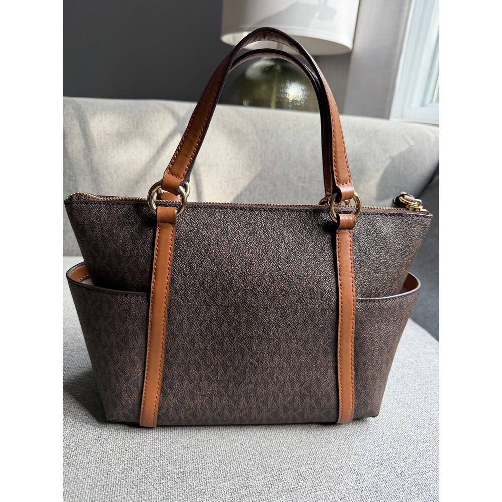 Michael Kors Sullivan Small Logo Top-Zip Tote Bag Logo-print Leather Canvas - Picture 4 of 16